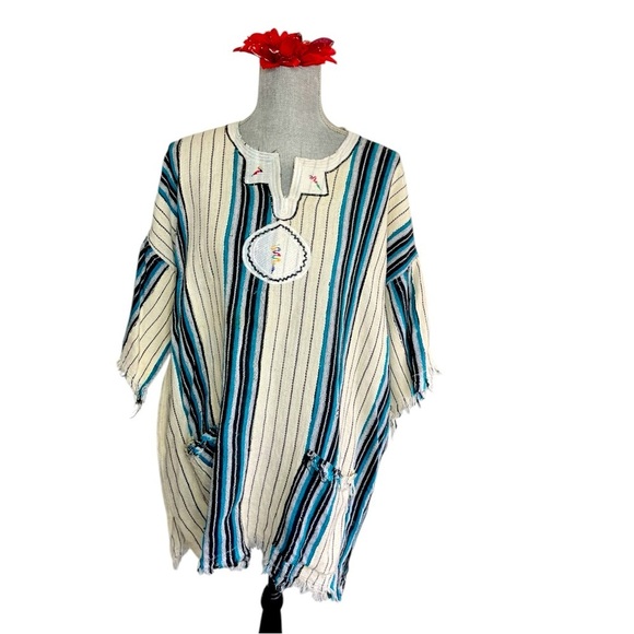Vintage Embroidered Kaftan Muumuu Boho Hippie Poncho Dress | Cover up Free Sz - Picture 9 of 10